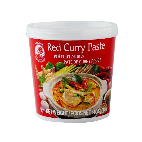 COCK Brand Red Curry Paste 24x400GR the bew thai Online Thaise Webshop. speciaal voor in de thaise keuken die verkrijgbaar is in the online thaise webshop from Bew Thai. De lekkerste ingredient voor mealsLekker in de thaise keuken.