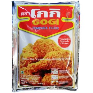 GOGI Tempura Flour 72x150GR peciaal voor in de thaise keuken die verkrijgbaar is in the online thaise webshop from Bew Thai. De lekkerste ingredient voor meals