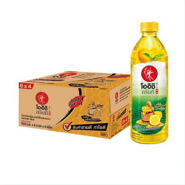 OISHI Green Tea Honey Lemon 24x500ML speciaal voor in de thaise keuken die verkrijgbaar is in the online thaise webshop from Bew Thai. De lekkerste ingredient voor meals